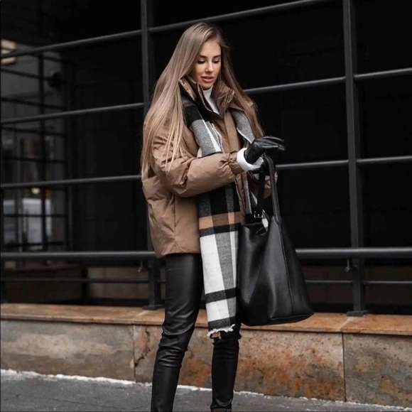 Zara Sand Brown Hooded Quilted Jacket - Picture 3 of 13